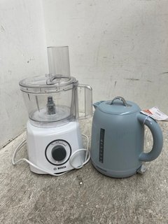 KENWOOD DAWN COLLECTION KETTLE IN BABY BLUE TO INCLUDE BOSCH FOOD BLENDER IN WHITE: LOCATION - J6