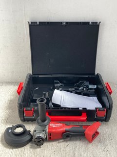 MILWAUKEE PACKOUT SMALL TOOL BOX TO INCLUDE MILWAKEE BRUSHLESS ANGLE GRINDER - RRP £222.89: LOCATION - E7