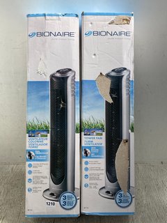 2 X BIONAIRE OSCILLATING STAND UP FANS: LOCATION - E7