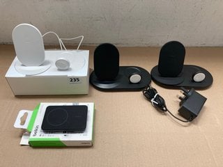 4 X ELECTRONIC ITEMS TO INCLUDE BELKIN BOOST CHARGE 3IN1 WIRELESS CHARGER FOR APPLE DEVICES: LOCATION - J12