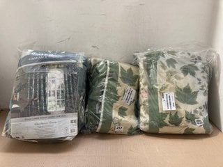 3 X ASSORTED ITEMS TO INCLUDE GRAHAM & BROWN GLASSHOUSE GREEN FLORAL CURTAINS: LOCATION - J13