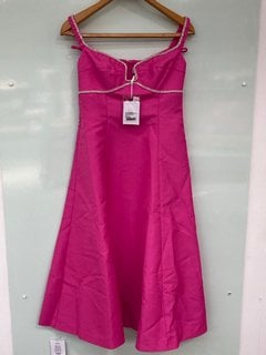 SELF-PORTRAIT PINK TEXTURED DIAMANTE DETAIL MIDI DRESS UK SIZE 10 - RRP £228: LOCATION - FRONT BOOTH