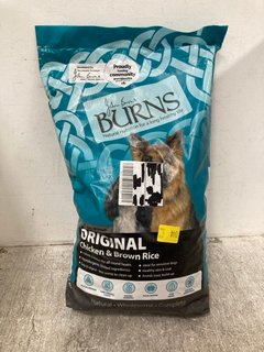 JOHN BURNS 12KG ORIGINAL CHICKEN & BROWN RICE DOG FOOD BAG - BBE 28/08/2025: LOCATION - I16