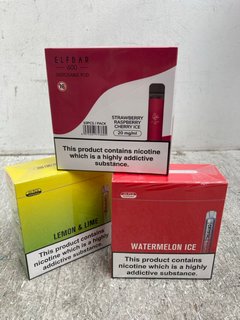 3 X BOXES OF 10 DISPOSABLE VAPES TO INCLUDE LEMON & LIME DISPOSABLE CRYSTALS 600 PUFFS (PLEASE NOTE: 18+YEARS ONLY. ID MAY BE REQUIRED): LOCATION - E0