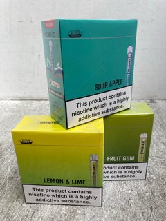 3 X BOXES OF 10 DISPOSABLE VAPES TO INCLUDE CRYSTAL LEMON & LIME 600 PUFF VAPES 20MG (PLEASE NOTE: 18+YEARS ONLY. ID MAY BE REQUIRED): LOCATION - E0