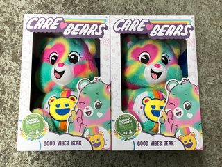 2 X MULTI COLOURED CARE BEARS ' GOOD VIBE BEAR ': LOCATION - I5