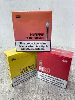 3 X MULTIPACKS OF DISPOSABLE VAPES TO INCLUDE CRYSTAL PINEAPPLE PEACH MANGO FLAVOUR (PLEASE NOTE: 18+YEARS ONLY. ID MAY BE REQUIRED): LOCATION - E0