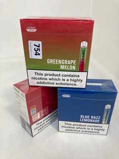 3 X MULTIPACKS OF DISPOSABLE VAPES TO INCLUDE CRYSTAL GREEN GRAPE MELON FLAVOUR (PLEASE NOTE: 18+YEARS ONLY. ID MAY BE REQUIRED): LOCATION - E0