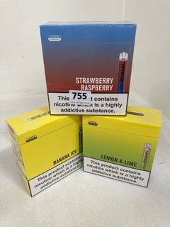 3 X MULTIPACKS OF DISPOSABLE VAPES TO INCLUDE CRYSTAL STRAWBERRY RASPBERRY FLAVOUR (PLEASE NOTE: 18+YEARS ONLY. ID MAY BE REQUIRED): LOCATION - E0