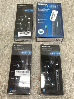 PHYLIAN SONIC ELECTRIC TOOTHBRUSH MODEL HHO 6008 TO INCLUDE 3 X PHYLIAN SONIC ELECTRIC TOOTHBRUSH MODEL HH06007: LOCATION - H1