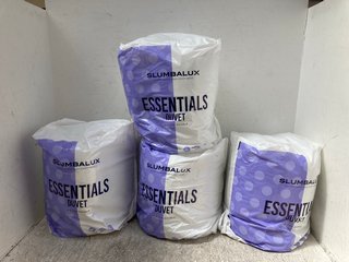 4 X SLUMBALUX 4.5 TOG ESSENTIALS DOUBLE DUVETS: LOCATION - H2