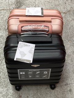 2 X FLIGHT KNIGHT SMALL SUITCASES IN PINK & BLACK: LOCATION - H3