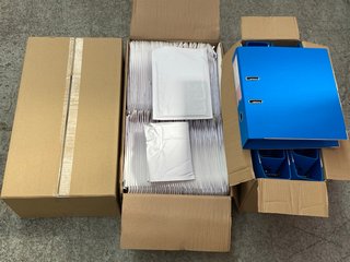 3 X STATIONARY ITEMS TO INCLUDE A4 PAPER FOLDERS WITH CLIPS IN BLUE: LOCATION - H3