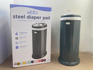 UBBI STEEL DIAPER PAIL IN BLACK/WHITE: LOCATION - H6