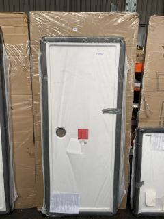 (COLLECTION ONLY) CLEAR GLASS SILVER FRAMED 900 X 1850MM WET ROOM PANEL WITH A PEARLSTONE 1700 X 700MM SHOWER TRAY - RRP £1145: LOCATION - B4