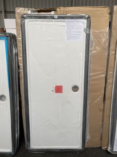 (COLLECTION ONLY) CLEAR GLASS SILVER FRAMED 1100 X 1850MM WET ROOM PANEL WITH A PEARLSTONE 1800 X 800MM SHOWER TRAY - RRP £1225: LOCATION - B4