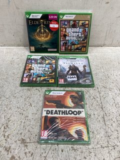 5 X ASSORTED XBOX GAMES TO INCLUDE ASSASSINS CREED VALHALLA (PLEASE NOTE: 18+YEARS ONLY. ID MAY BE REQUIRED): LOCATION - B 16