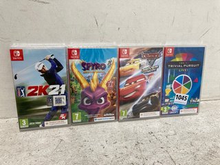 4 X ASSORTED NINTENDO SWITCH GAMES TO INCLUDE TRIVIAL PURSUIT LIVE! 3+: LOCATION - B 16