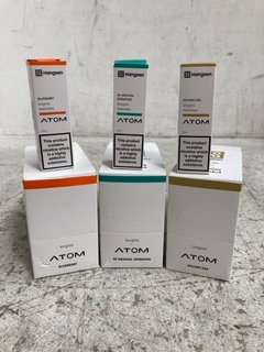 3 X BOXES OF ATOM VAPE LIQUIDS IN VARIOUS FLAVOURS TO INCLUDE BLUEBERRY (PLEASE NOTE: 18+YEARS ONLY. ID MAY BE REQUIRED): LOCATION - WA 2