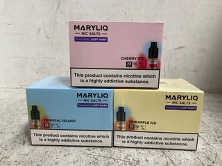 3 X BOXES OF MARYLIQ POWERED BY LOST MARY VAPE LIQUIDS IN VARIOUS FLAVOURS TO INCLUDE CHERRY ICE (PLEASE NOTE: 18+YEARS ONLY. ID MAY BE REQUIRED): LOCATION - WA 2