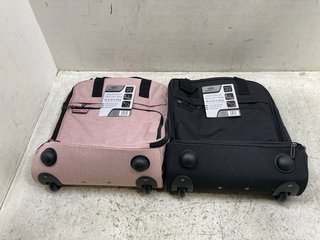 2 X BORDLITE UNDERSEAT TROLLEY BAGS IN PINK AND BLACK 45CM X 35CM X 20CM: LOCATION - B17