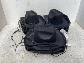 BOX OF I LOVE FANCY DRESS BLACK STAR STUDDED COWBOY HATS IN BLACK: LOCATION - B17