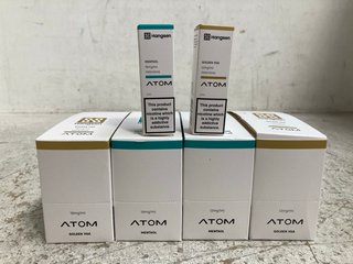 4 X BOXES OF ATOM VAPE LIQUIDS IN MENTHOL AND GOLDEN VGA FLAVORES (PLEASE NOTE: 18+YEARS ONLY. ID MAY BE REQUIRED): LOCATION - WA 2