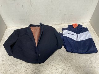 GIVOVA MENS FULL ZIP TRAINER JACKET IN NAVY/WHITE UK SIZE M TO INCLUDE BROOK TAVERNER MENS SUIT JACKET IN BLACK SIZE M: LOCATION - C16