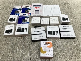 QTY OF ASSORTED PHONE/COMPUTER ACCESSORIES TO INCLUDE SAMSUNG 25W PD ADAPTER USB-C: LOCATION - C15