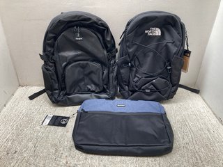 3 X ASSORTED BAGS TO INCLUDE THE NORTH FACE JESTER BACKPACK IN BLACK: LOCATION - C15