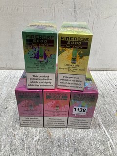 5 X ASSORTED FLAVOUR FIREROSE 5000 NIC SALTS TO INCLUDE 10 X LEMON & LIME FLAVOUR NIC SALTS (PLEASE NOTE: 18+YEARS ONLY. ID MAY BE REQUIRED): LOCATION - C15