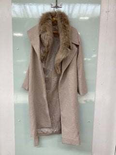 ZARA WOMENS WOOL BLEND FAUX FUR COAT IN BEIGE RRP £159: LOCATION - C15