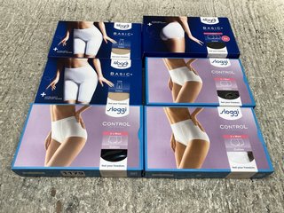 6 X ASSORTED SLOGGI UNDERWEARS TO INCLUDE BASIC+ PREMIUM COMFORT 3 X MAXI COTTON BRIEFS IN BLACK UK SIZE 22: LOCATION - C13