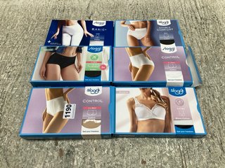 6 X ASSORTED SLOGGI UNDERWEARS TO INCLUDE CONTROL THE ORIGINAL 2 X MAXI BRIEFS IN NUDE UK SIZE 12: LOCATION - C13