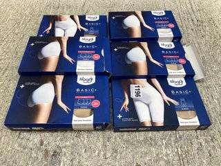 6 X ASSORTED SLOGGI UNDERWEARS TO INCLUDE BASIC+ PREMIUM COMFORT LONG BRIEF SHORTS IN NUDE UK SIZE 12: LOCATION - C13