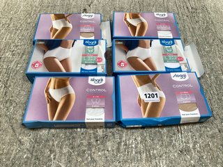 6 X ASSORTED SLOGGI UNDERWEARS TO INCLUDE CONTROL THE ORIGINAL 2 X MAXI COTTON BRIEFS IN NUDE UK SIZE 20: LOCATION - C13