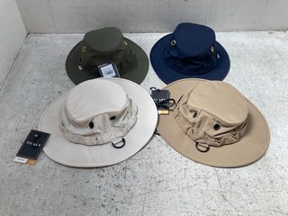 4 X ASSORTED COLOUR TILLEY HATS TO INCLUDE TH5 HEMP SUN HAT IN OLIVE: LOCATION - C11