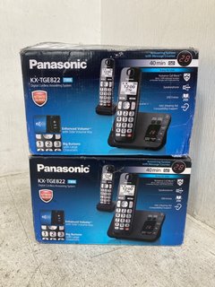 2 X PANASONIC KX-TGE822 DIGITAL CORDLESS ANSWERING PHONE SYSTEMS: LOCATION - WA 3