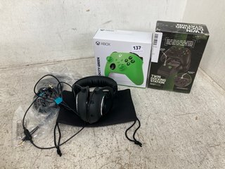 3 X TECH ITEMS TO INCLUDE XBOX VELOCITY GREEN WIRELESS CONTROLLER: LOCATION - WA 3