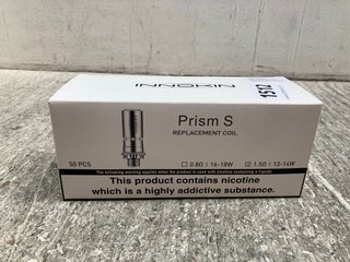 BOX OF INNOKIN PRISM S VAPE COILS (PLEASE NOTE: 18+YEARS ONLY. ID MAY BE REQUIRED): LOCATION - C2