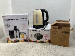 3 X ASSORTED BELACO ITEMS TO INCLUDE HIGH QUALITY STAINLESS STEEL 1.7L ELECTRIC KETTLE BEL-KSS033: LOCATION - C2