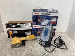 2 X TEFAL ULTRAGLIDE ANTI CALC PLUS STEAM IRONS TO INCLUDE TEFAL PURE POD CLOTHING STEAMER - MODEL NO. DT2026GO: LOCATION - WA 5