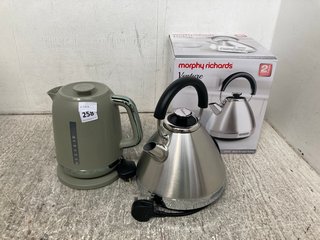 MORPHY RICHARDS VENTURE 1.5L PYRAMID KETTLE IN BRUSHED TO INCLUDE KENWOOD 1.7L KETTLE - TYPE: ZJ P 30.000 GN: LOCATION - WA 11