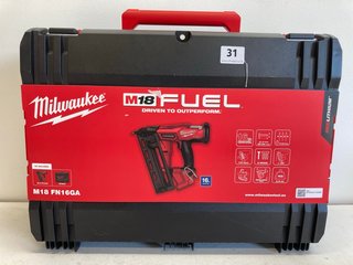 MILWAUKEE M18FN16GA-OX 1.6MM 18V LI-ION REDLITHIUM BRUSHLESS SECOND FIX CORDLESS NAIL GUN : RRP £429.00: LOCATION - BOOTH