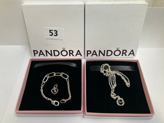 3 X ASSORTED PANDORA JEWELLERY ITEMS TO INCLUDE PANDORA MOMENTS WOMENS SILVER FAMILY ALWAYS ENCIRCLED PENDANT NECKLACE: LOCATION - WA 1