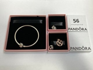 4 X ASSORTED PANDORA JEWELLERY ITEMS TO INCLUDE PANDORA LIMITED EDITION MOMENTS SPARKLING SHOOTING STAR CLASP BANGLE: LOCATION - WA 1