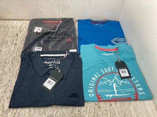 4 X ASSORTED WEIRD FISH CLOTHING ITEMS TO INCLUDE FISHED ORGANIC BRANDED T-SHIRT IN NAVY UK SIZE L: LOCATION - A6