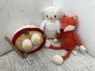 3 X JELLYCAT SOFT TOYS TO INCLUDE ' I AM BASHFUL OWL ': LOCATION - A5