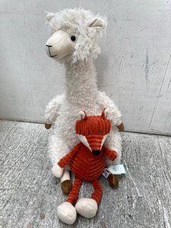 2 X JELLYCAT SOFT TOYS TO INCLUDE ' I AM BABY CORDY ROY FOX ' AND ' I AM ALONSO ALPACA ': LOCATION - A5