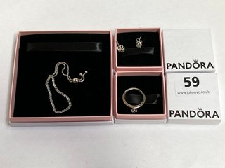 3 X ASSORTED PANDORA JEWELLERY ITEMS TO INCLUDE PANDORA TIMELESS WOMENS STERLING SILVER SPARKLING SLIDER BRACELET: LOCATION - WA 1